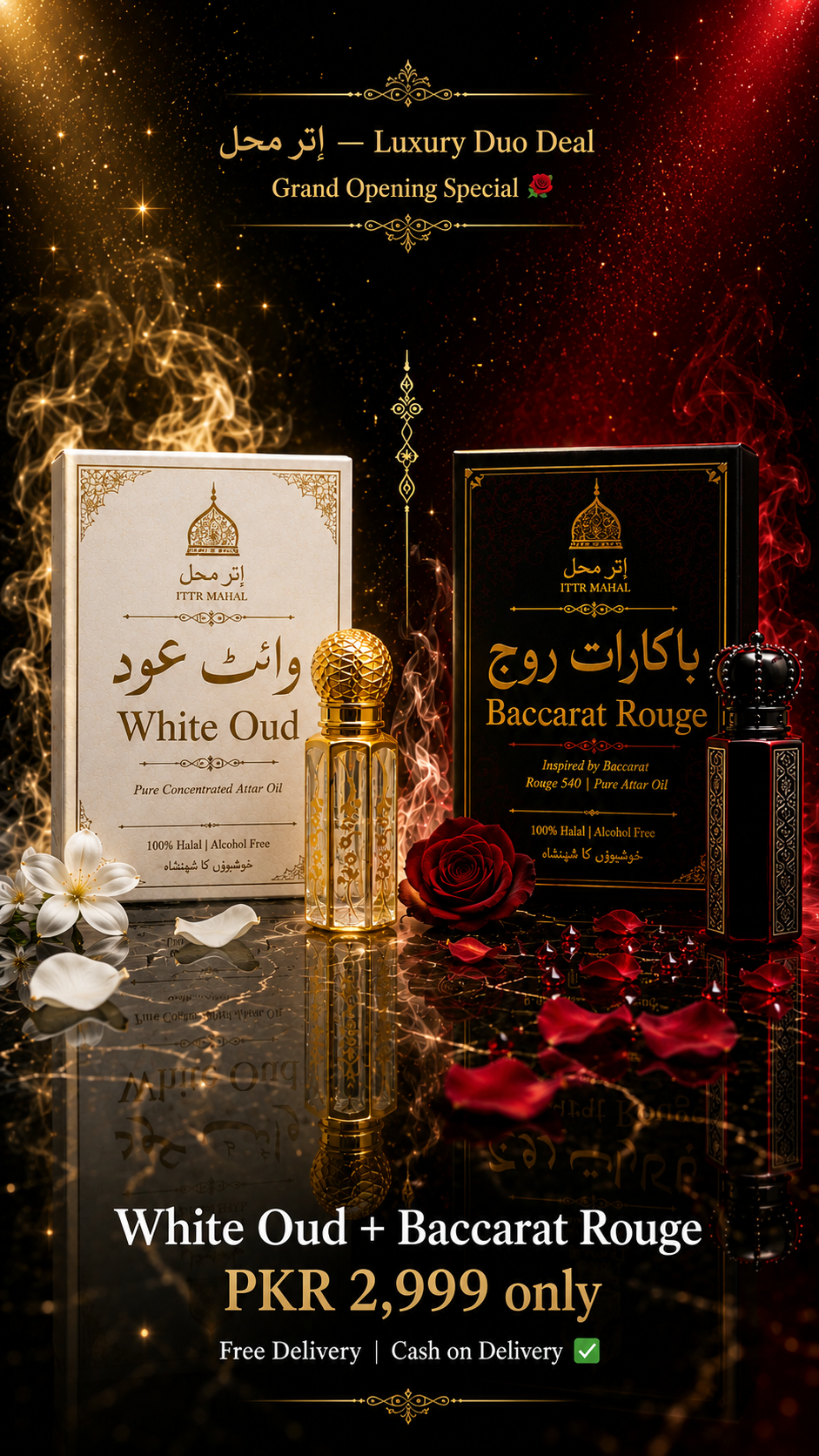 Ittr Mahal Luxury Duo Gift Set – White Oud & Baccarat Rouge Attar (2 x 12ml)
